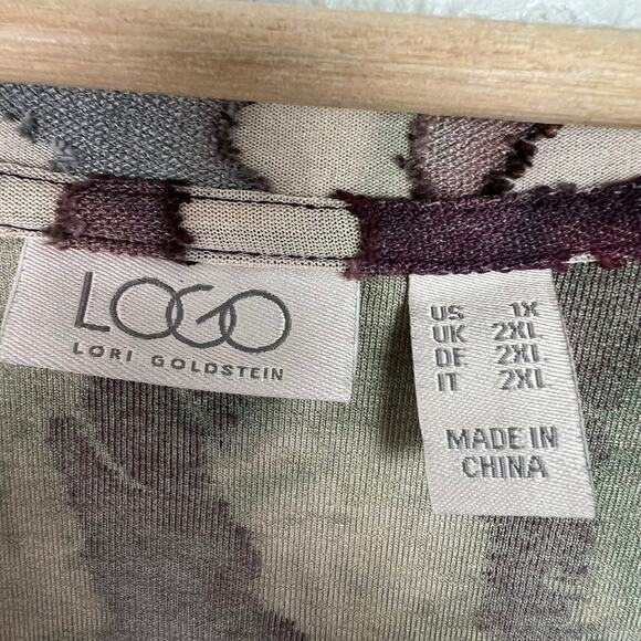 LOGO by Lori Goldstein Women's Size 1X Knit Jacquard Scoop Neck Short Sleeve Top - Picture 3 of 6